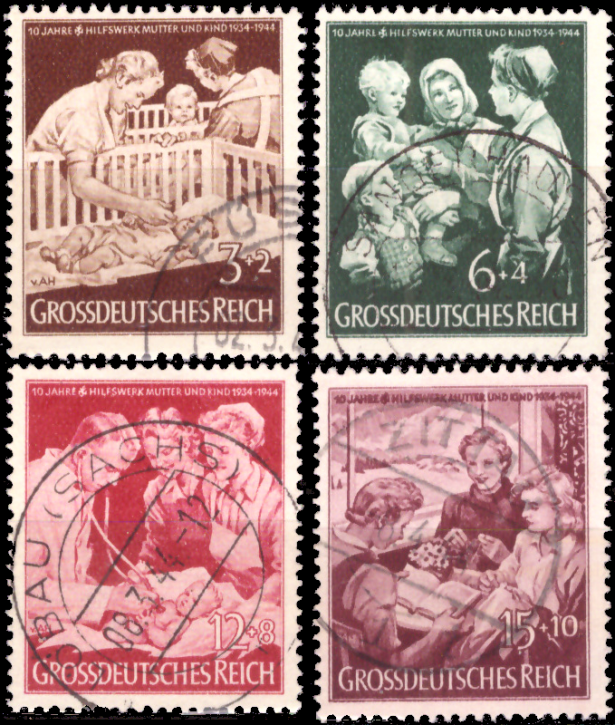 Briefmarken Deutsches Reich 1944, Mi.Nr. 869 - 872, Mütterhilfswerk, Gestempelt