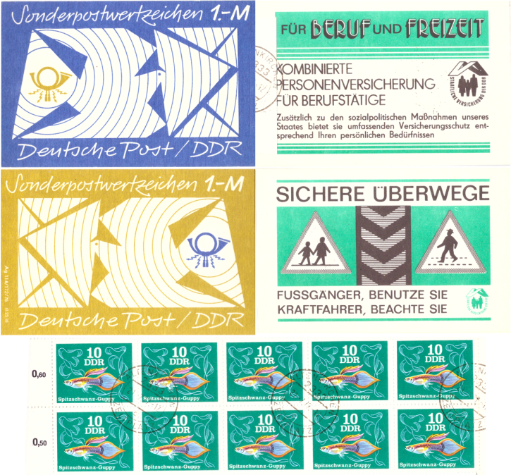 Briefmarken DDR 1976, Sonder-Markenheftchen SMHD 8 ba/b4 (10x Zierfische: Spitzschwanz-Guppy), Gefälligkeitsstempel