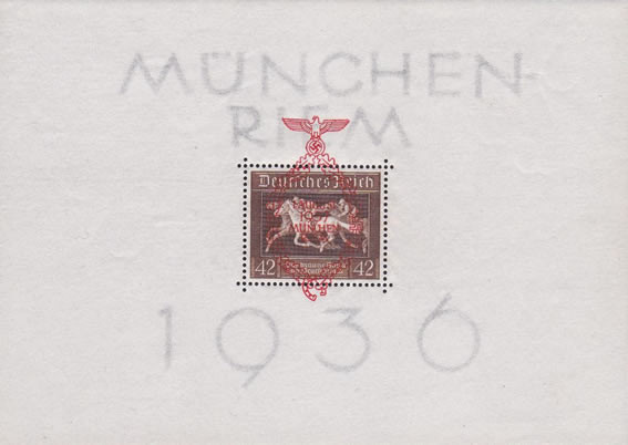 Briefmarken Deutsches Reich 1937, Mi.Nr.Block 10, Rennen um das Braune Band München 1937, Postfrisch