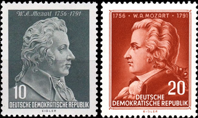 Briefmarken DDR 1956: Mi. Nr. 510-511, W. A. Mozart, Postfrisch