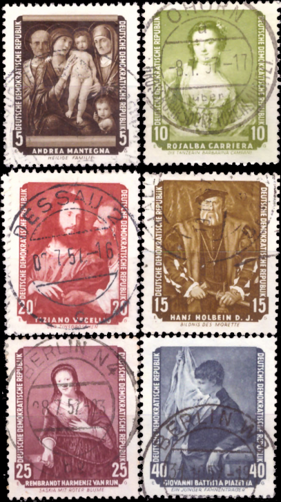 Briefmarken DDR 1957, Mi.Nr. 586-591, Dresdener Gemäldegalerie II, Gestempelt
