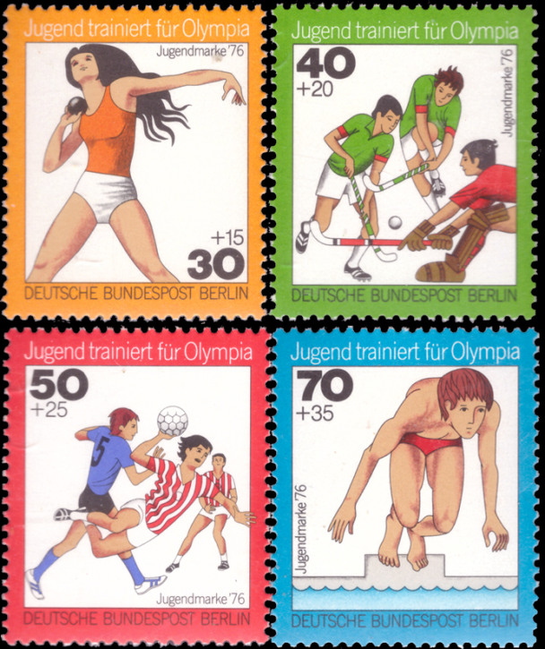 Briefmarken Berlin 1976, Mi.Nr. 517-520, Jugend: Jugend trainiert für Olympia. Postfrisch