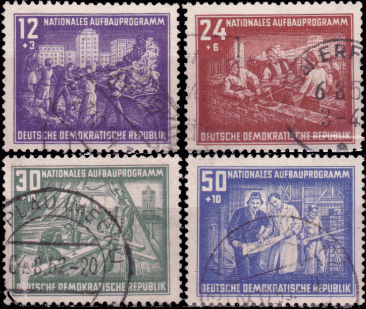 Briefmarken DDR 1952, Mi.Nr. 303-306, Aufbauprogramm, Gestempelt