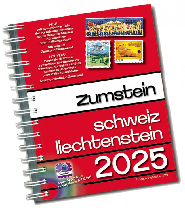 ZUMSTEIN Schweiz/Liechtenstein Briefmarken-Katalog 2025, mit Spiralbindung