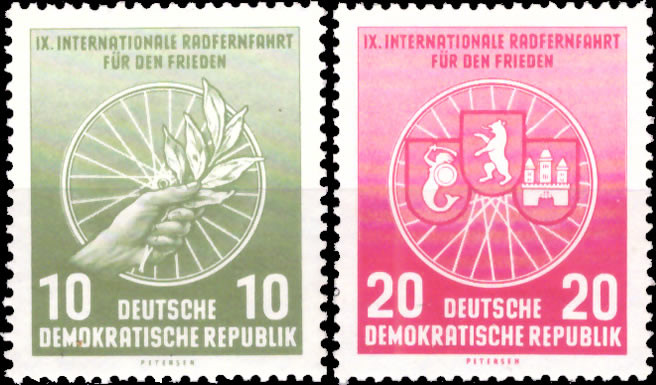 Briefmarken: DDR 1956, Mi.Nr. 521-522, Int. Radfernfahrt, Postfrisch