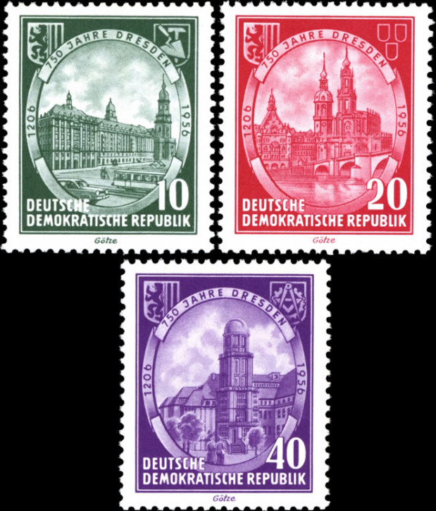 Briefmarken: DDR 1956, Mi.Nr. 524-526, 750 Jahre Dresden, Postfrisch