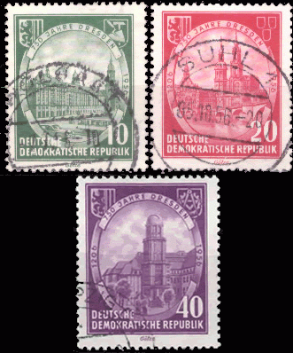 Briefmarken: DDR 1956, Mi.Nr. 524-526, 750 Jahre Dresden, Gestempelt