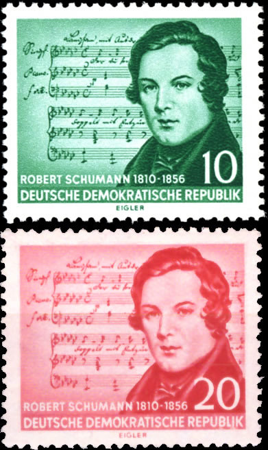 Briefmarken: DDR 1956, Mi.Nr. 528-529. Robert Schumann, Postfrisch