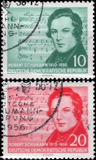 Briefmarken: DDR 1956, Mi.Nr. 528-529. Robert Schumann, Gestempelt
