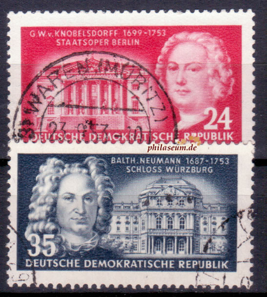 philaseum Briefmarken DDR 1953, Mi.Nr. 382-383, Baumeister, Gestempelt