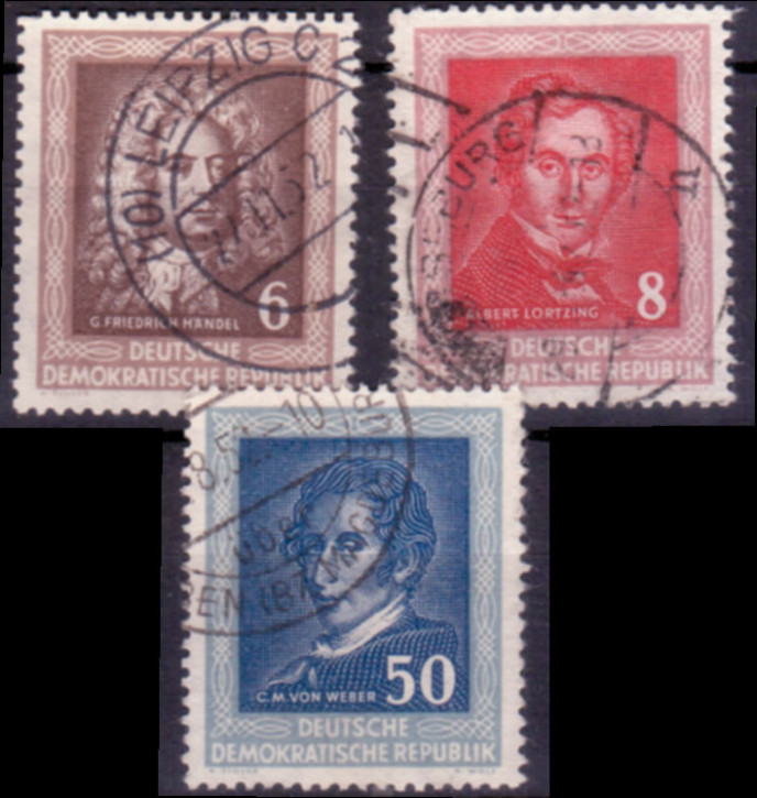 Briefmarken DDR 1952, Mi.Nr. 308-310, Deutsche Komponisten, Gestempelt