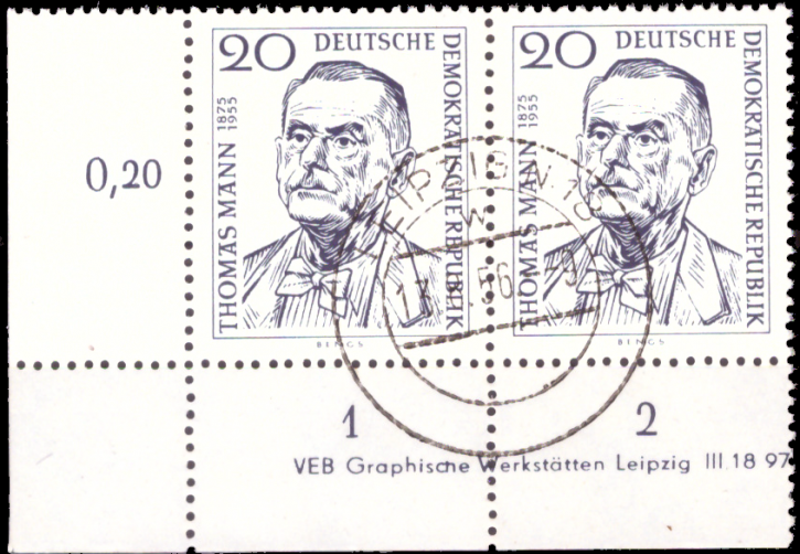 Briefmarken: DDR 1956, Mi.Nr. 534 DV (Druckvermerk),, Thomas Mann, Gestempelt