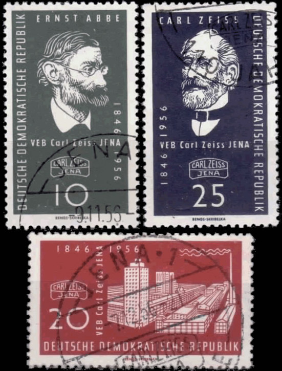 Briefmarken: DDR 1956, Mi.Nr. 545-547, Carl-Zeiss-Werke Jena, Gestempelt