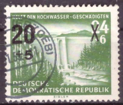 Briefmarken: DDR 1955 Mi.Nr. 449, Hilfe für die Hochwassergeschädigten, Gestempelt