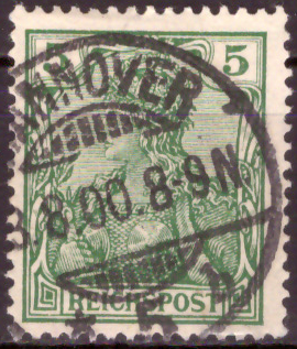 Briefmarken Deutsches Reich 1900, Mi.Nr. 55, Germania-Ausgabe (I), Inschrift "Reichspost", Gestempelt