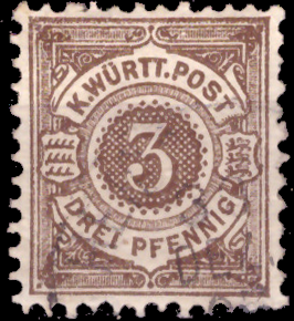 Briefmarken Altdeutschland Württemberg 1890, Mi. Nr. 55, weiße Ziffer im Kreis, Gestempelt