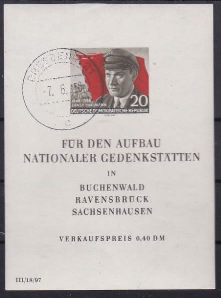 Briefmarken: DDR 1956, Mi.Nr. Block 14, Ernst Thälmann, Gestempelt