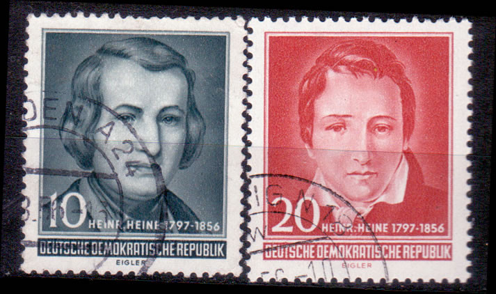 Briefmarken: DDR 1956, Mi.Nr. 516-517, Heinrich Heine, Gestempelt