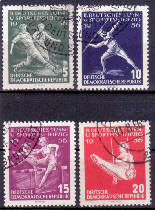 Briefmarken: DDR 1956, Mi.Nr. 530-533, Deutsches Turn- und Sportfest, Gestempelt