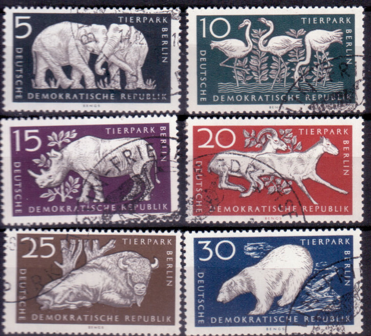 Briefmarken: DDR 1956, Mi.Nr. 551-556, Tierpark Berlin, Gestempelt