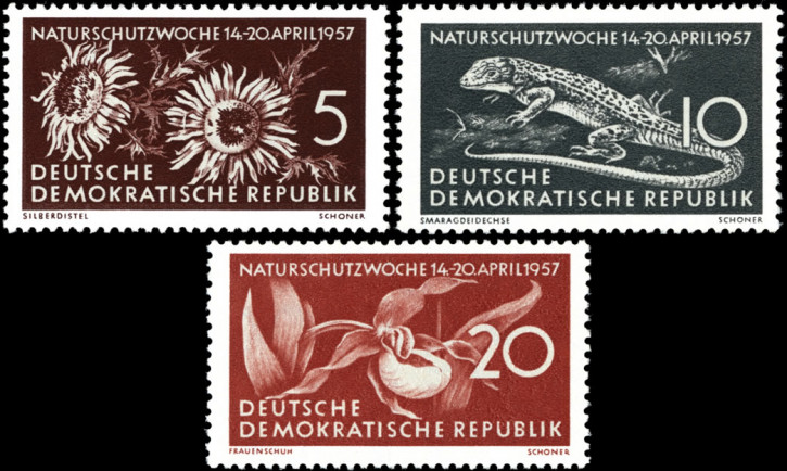 Briefmarken: DDR 1957, Mi. Nr. 561-563 Naturschutzwoche postfrisch