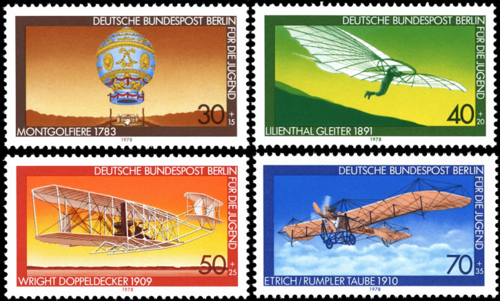Briefmarken Berlin 1978, Mi.Nr. 563-566, Jugend: Luftfahrt. Postfrisch