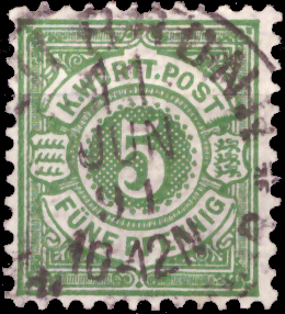 Briefmarken Altdeutschland Württemberg 1890, Mi. Nr. 56, weiße Ziffer im Kreis, Gestempelt