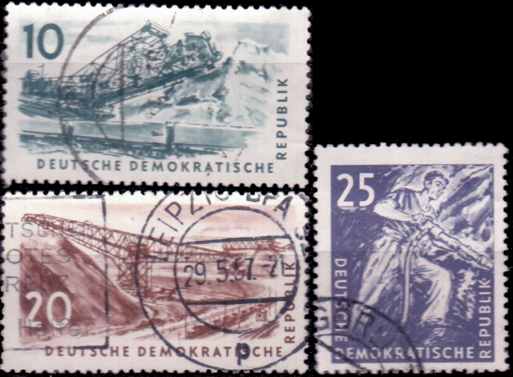 Briefmarken DDR 1957, Mi.Nr. 569-571, Kohlebergbau, Postfrisch