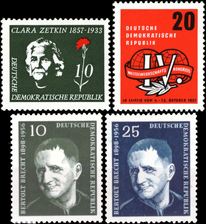 Briefmarken DDR 1957, Lot aus Mi. Nr. 592, 593-594, 595, Gestempelt