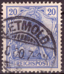 Briefmarken Deutsches Reich 1900, Mi.Nr. 57, Germania-Ausgabe (I), Inschrift "Reichspost", Gestempelt