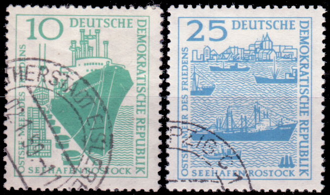 Briefmarken DDR 1958, Mi.Nr. 663-664, Seehafens Rostock (II), Gestempelt