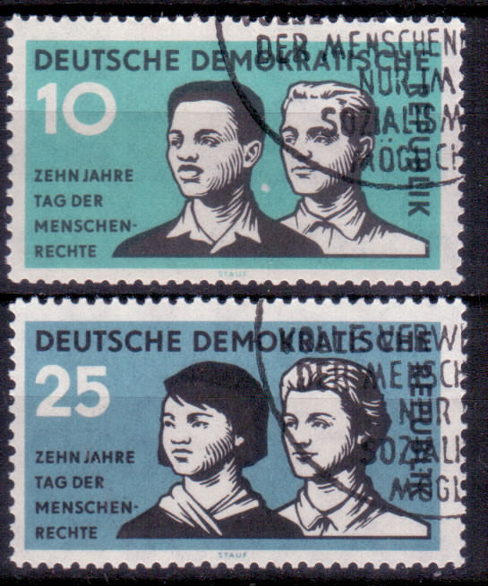 Briefmarken DDR 1958, Mi.Nr. 669-670, UNO Menschenrechte, Gestempelt