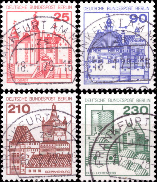 Briefmarken Berlin 1978, Mi.Nr. 587-590, Freimarken: Burgen und Schlösser (II). Gestempelt