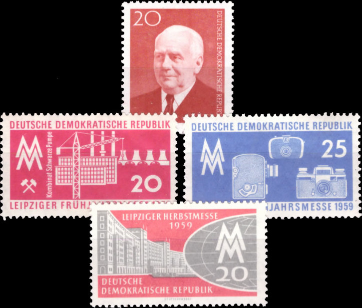 Briefmarken DDR 1959, Mi.Nr, 673, 678-679, 712, Postfrisch