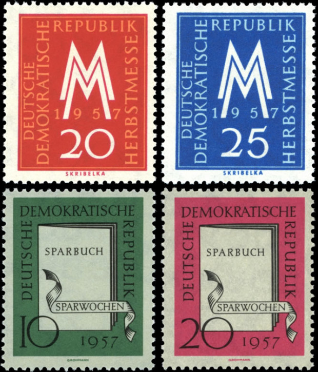 Briefmarken DDR 1957, Mi. Nr. 596-597, 598-599, Postfrisch