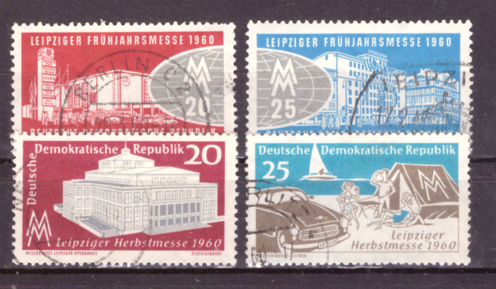 Briefmarken DDR 1960, Mi.Nr. 750-751, 781-782, Leipziger Frühjahrs- und Herbstmesse, Gestempelt