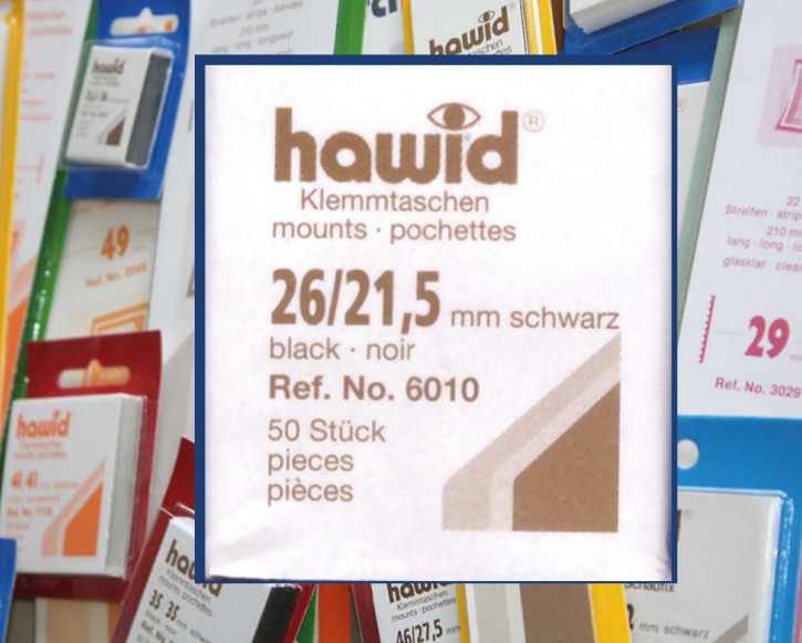 Die letzten hawid® Klemmtaschen-Zuschnitte, 26 x 21,5 mm, schwarz, 50 Stück