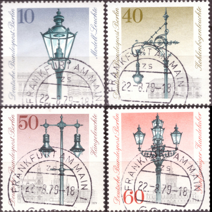 Briefmarken Berlin 1979, Mi.Nr. 603-606, 300 Jahre Straßenbeleuchtung in Berlin: Historische Straßenlaternen. Gestempelt