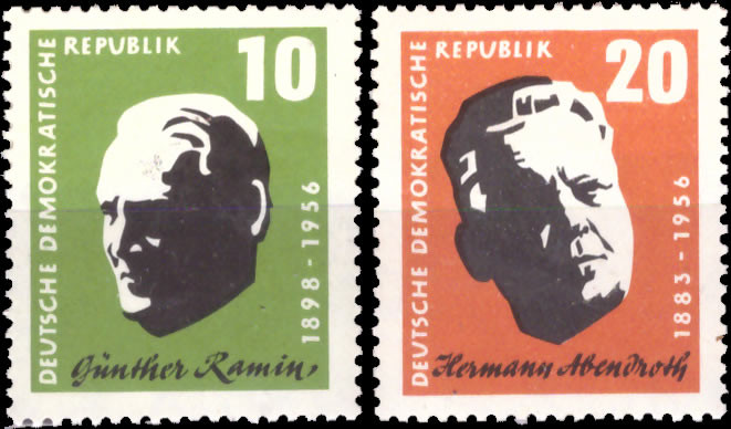 Briefmarken DDR 1957, Mi. Nr. 604-605, Günther Ramin und Hermann Abendroth, Postfrisch