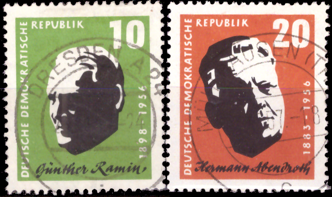Briefmarken DDR 1957, Mi. Nr. 604-605, Günther Ramin und Hermann Abendroth, Gestempelt