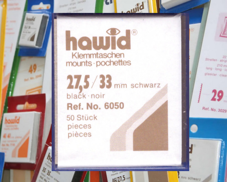 Die letzten hawid® Klemmtaschen-Zuschnitte, 27,5 x 33 mm, schwarz, 50 Stück