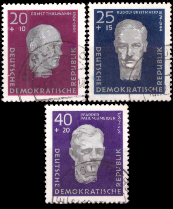 Briefmarken DDR 1957, Mi. Nr. 606-608, Aufbau Nationaler Gedenkstätten. Gestempelt