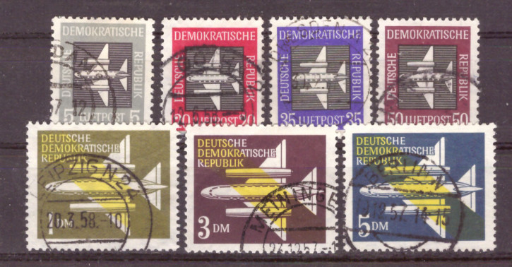 Briefmarken DDR 1957, Mi.Nr. 609-615, Dauerserie Flugpost, Gestempelt