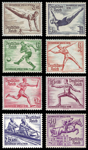 Briefmarken: Deutsches Reich 1936, Mi.Nr. 609-616, Olympische Sommerspiele, Postfrisch
