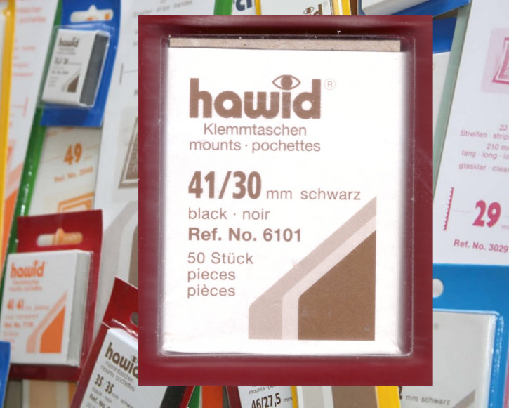 Die letzten hawid® Klemmtaschen-Zuschnitte, 41 x 30 mm, schwarz, 50 Stück