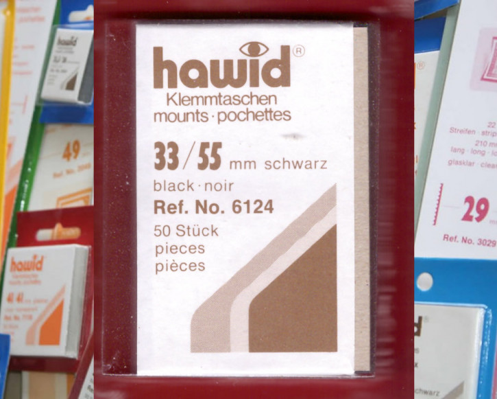 Die letzten hawid® Klemmtaschen-Zuschnitte, 33 x 55 mm, schwarz, 50 Stück