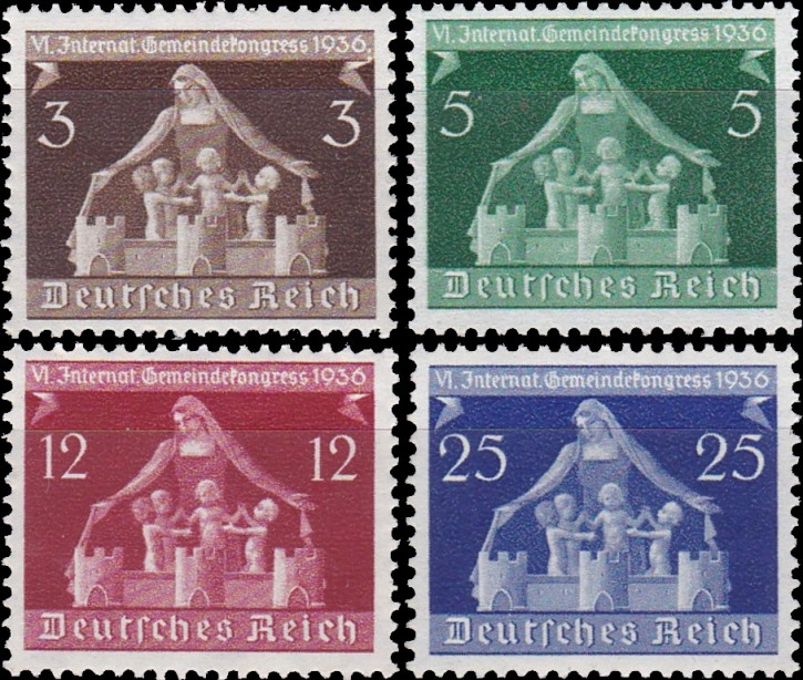Briefmarken Deutsches Reich 1936, Mi.Nr. 617-620, Int. Gemeindekongress, Postfrisch