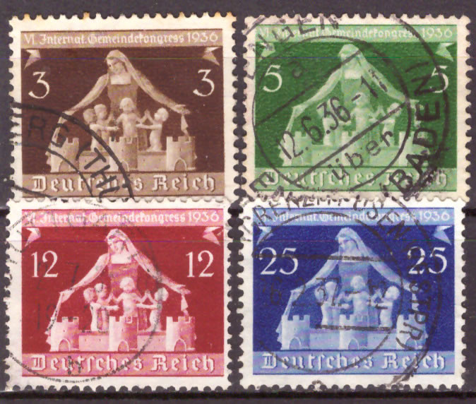 Briefmarken Deutsches Reich 1936, Mi.Nr. 617-620, Int. Gemeindekongress, Gestempelt