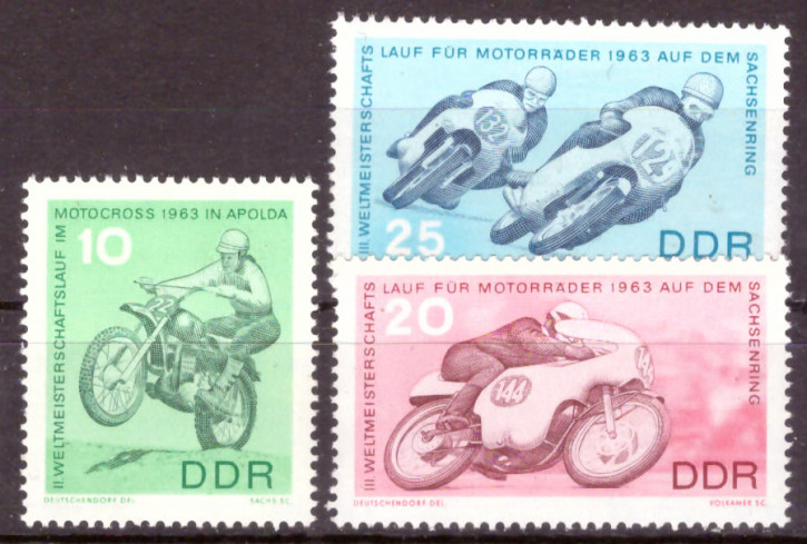 Briefmarken: DDR 1963 Mi.Nr. 972-974, Motorradrennen, Sachsenring, Postfrisch