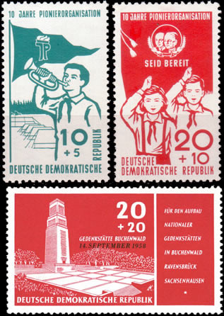 Briefmarken DDR 1958, Mi.Nr. 645-646, 651, Postfrisch